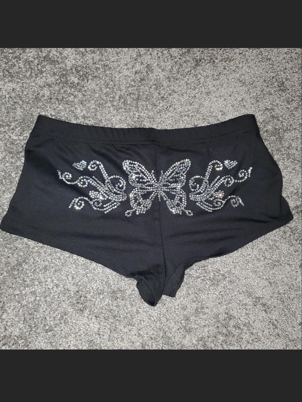 SHEIN Black Boyshorts with Rhinestone Butterfly Accent Size S/4